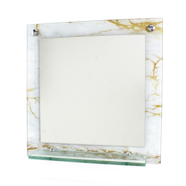 Espelho Para Banheiro Com Prateleira 40cm X 40cm Mármore Bran