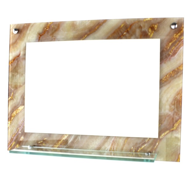 Espelho Para Banheiro Com Prateleira 60cm X 45cm Mármore Marf