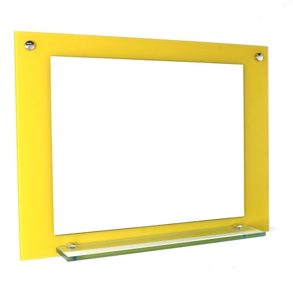 Espelho Para Banheiro Com Prateleira 80cm Amarelo