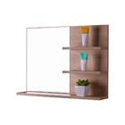 Espelho Para Banheiro Com Prateleiras Lugano Carvalho 60 X 45