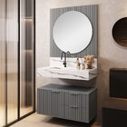 Espelho Para Banheiro Ripy 80cm Cinza