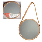 Espelho Pendurado Redondo Com Alça De Couro 33cm