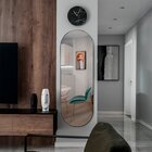 Espelho Pílula 150x50cm Suporte De Parede Couro Orgânico Corp