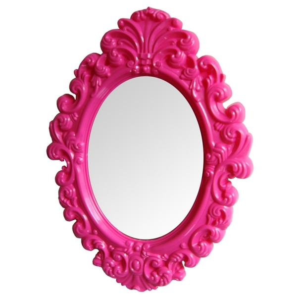 Espelho Plastico Oval Big Princess Pink 68 X 50 X 3 Cm