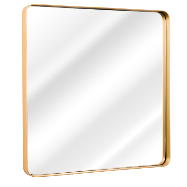 Espelho Quadrado Com Moldura Em Metal 60 Cm - Cores - Dourado