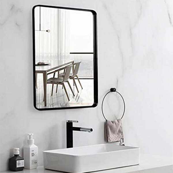 Espelho Quadrado Com Moldura Em Metal 60 Cm - Cores - Preto
