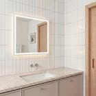 Espelho para Banheiro Quadrado com LED Bivolt Moldura Branca 40x40cm Serena Spot Line