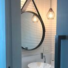 Espelho Redondo 35 Cm Decorativo Adnet Escandinavo Com Alça D