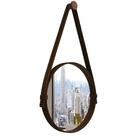 Espelho Redondo 46cm Adnet Com Alça E Pino Marrom Ofertamo