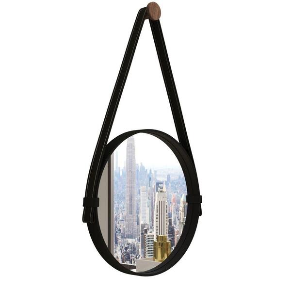 Espelho Redondo 46cm Adnet Com Alça E Pino Preto Ofertamo