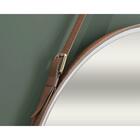 Espelho Redondo 56cm Suporte Cinta Em Couro Sintético Movelbe