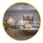 Espelho Redondo 60cm Com Moldura Alumínio Dourado