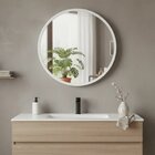 Espelho Redondo 60cm Moldura Alumínio Basic Reduna Branco