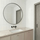 Espelho para Banheiro Redondo Moldura Preto Fosco 80cm Borda Fina Darabas Agardi