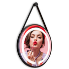 Espelho Redondo 80cm com Alça de Couro e Iluminação Led Branc