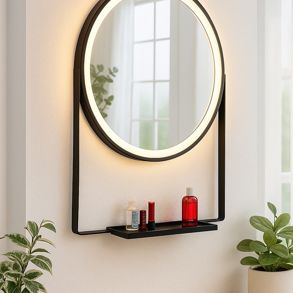 Espelho Redondo  Iluminado Led 3 cores 60 cm botão touch supo