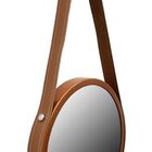 Espelho Redondo Adnet Cobre Com Alça De Couro Marrom