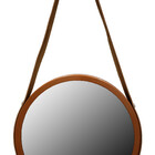 Espelho Redondo Adnet Cobre Com Alça De Couro Marrom
