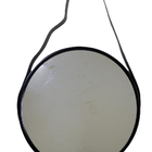 Espelho Redondo Com Alça De Couro Adnet 53 Cm E Pino - Preto
