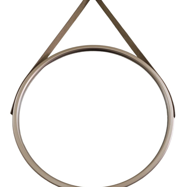 Espelho Redondo Com Alça De Couro Adnet Bronze 53cm
