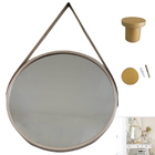 Espelho Redondo Com Alça De Couro Adnet Bronze 53cm