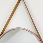 Espelho Redondo Com Alça De Couro - Bronze 60cm
