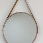 Espelho Redondo Com Alça De Couro - Bronze 60cm