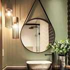 Espelho Redondo Com Alças Couro Ecológio 50cm Preto