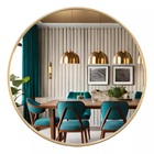 Espelho Redondo Com Moldura Dourada Iluminado Com Led Frio 80