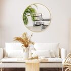 Espelho Redondo Com Moldura Dourada Iluminado Com Led Frio 80