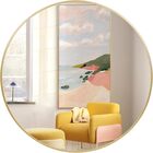 Espelho Redondo Com Moldura Dourada Iluminado Com Led Frio 80