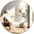 Espelho Redondo Com Moldura Dourada Iluminado Com Led Frio 80