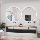 Espelho Redondo Com Moldura Dourada Iluminado Com Led Frio 80