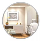 Espelho Redondo Com Moldura Prateada 60cm