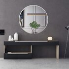 Espelho Redondo Com Moldura Prateada 80cm