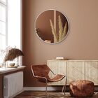 Espelho Redondo Com Moldura Prateada 80cm