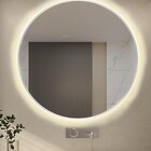 Espelho Redondo Com Moldura Prateada Iluminado Com Led Quente