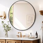 Espelho Redondo Com Moldura Preta 80cm