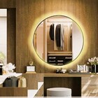 Espelho Redondo Com Moldura Preta Iluminado Com Led Quente 70