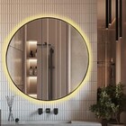 Espelho Redondo Com Moldura Preta Iluminado Com Led Quente 70