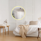 Espelho Redondo De Parede Com Led 40x40 Lapidado Quente