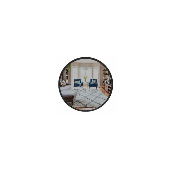 Espelho Redondo De Parede Estilo Minimalista 40 Cm - Preto