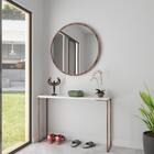 Espelho Redondo De Parede Estilo Minimalista 60 Cm - Imbuia