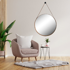 Espelho Redondo De Parede Sala Quarto Lavabo 40cm + Suporte C