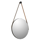 Espelho Redondo Decor Adnet Sunset Preto Fosco Com Alça De Co