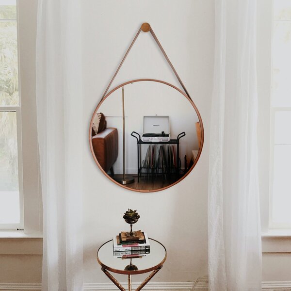 Espelho Redondo Decorativo Adnet Escandinavo 60cm Com Suporte