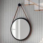 Espelho Redondo Decorativo Adnet Escandinavo com Alça de Cour