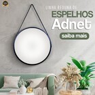 Espelho Redondo Decorativo Adnet Preto Com Alça Marrom 50 Cm