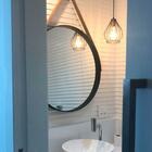 Espelho Redondo Decorativo Adnet Preto Escandinavo Com Alça D