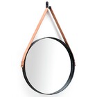 Espelho Redondo Decorativo Adnet Preto Escandinavo Com Alça D